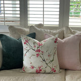 Blush Pink Ribbed Velvet Cushion