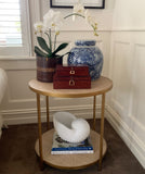 Round Rattan Side Table (Gold)
