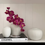 Ribbed Squat Vase (White)