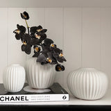 Ribbed Squat Vase (White)