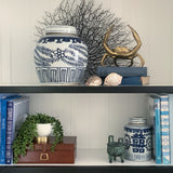 Blue and White Floral Ming Jar (Flat Lid)
