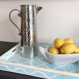 Ice Blue Rectangle Moroccan Pattern Inlay Tray