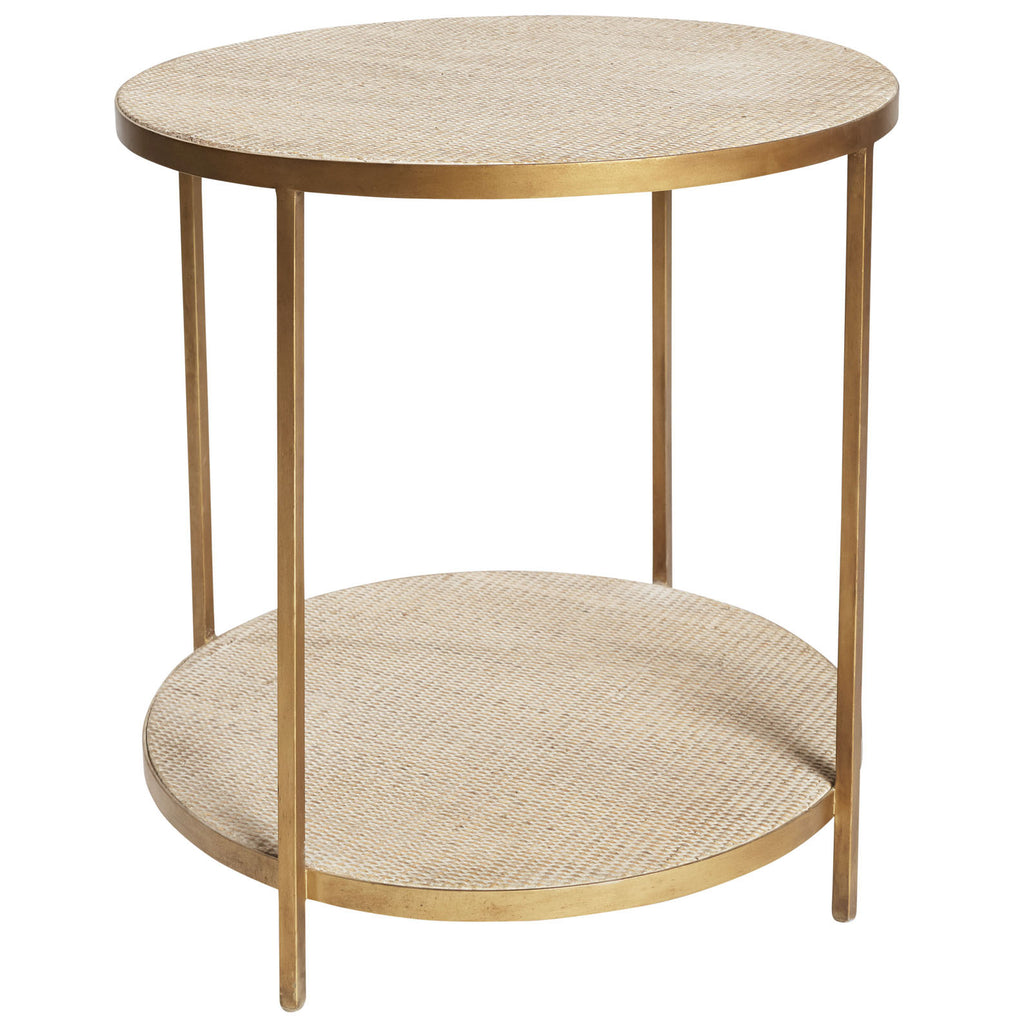 Round Rattan Side Table (Gold)