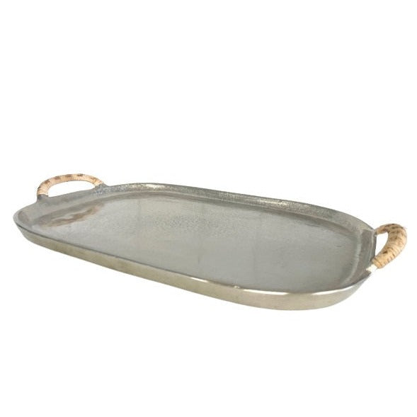 Aluminum Tray (rattan handle)