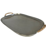 Aluminum Tray (rattan handle)