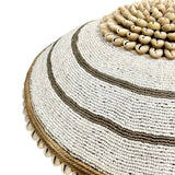 African Cameroon Beaded Shield (White/Silver)