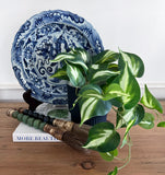 Blue and White Ceramic Dragon Plate (with stand)