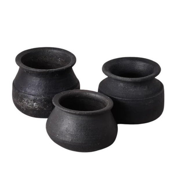 Vintage Black Clay Pots (Mini)