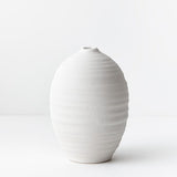 White Textured Rib Vase (Tall)