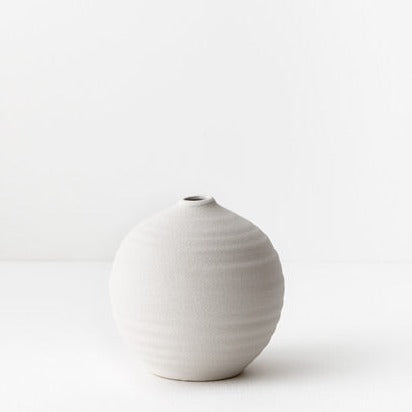 White Textured Rib Vase (Small)