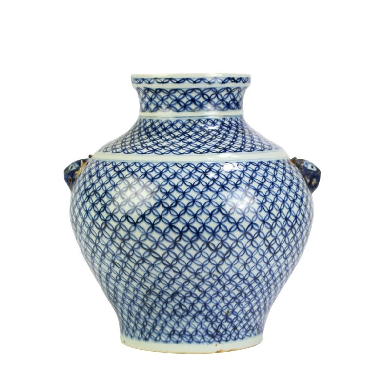 Blue and White Ceramic Ancient Treasure Water Pot