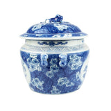 Blue and White Ceramic Plum Rice Jar
