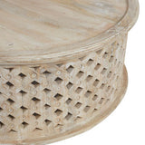 Lattice Carved Side Table (Natural)