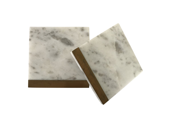 Marble and Brass Coasters (Set of 4)