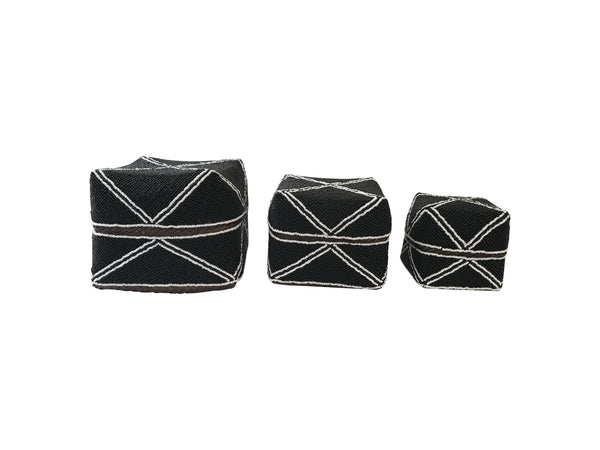Black and White Beaded Boxes