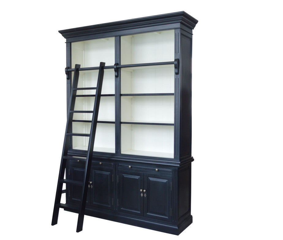 Black and White Book Shelf with Ladder (Double)