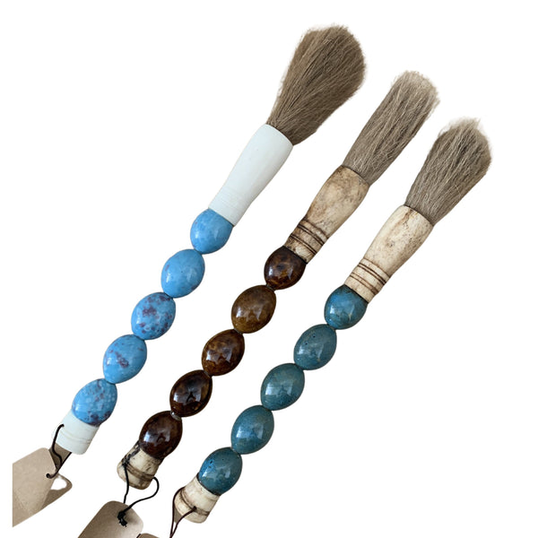 Chinese Calligraphy Brush (Aqua, Teal and Brown Shagreen Finish)