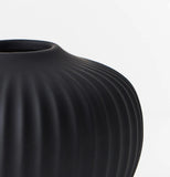Ribbed Squat Vase (Black)