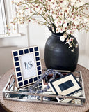 Navy Blue and Ivory Check Resin Frame