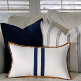 Navy Blue Stripe Linen Cushion