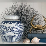 Blue and White Floral Ming Jar (Flat Lid)