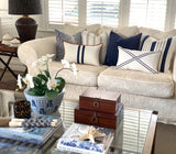 Navy and Natural Stripe Cushion Cover