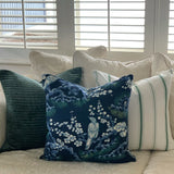Navy Blue Bird Linen Cushion