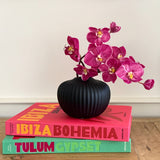 Ribbed Squat Vase (Black)
