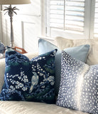 Navy Blue Bird Linen Cushion