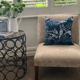 Navy Blue Bird Linen Cushion