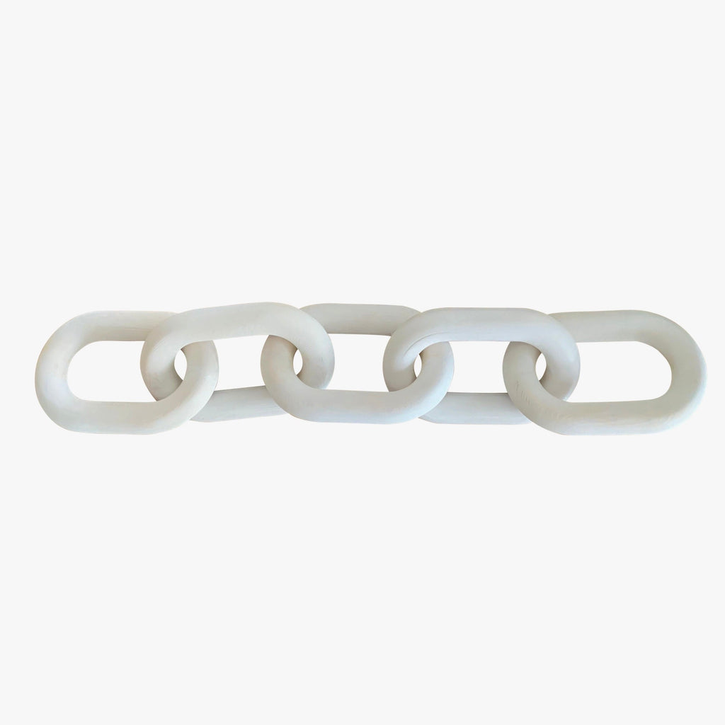 Hand Carved 5-Link Wooden Chain (White Wash)