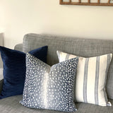 Navy Blue Textured Velvet Cushion