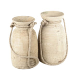 Bleached Wooden Pot with Rope