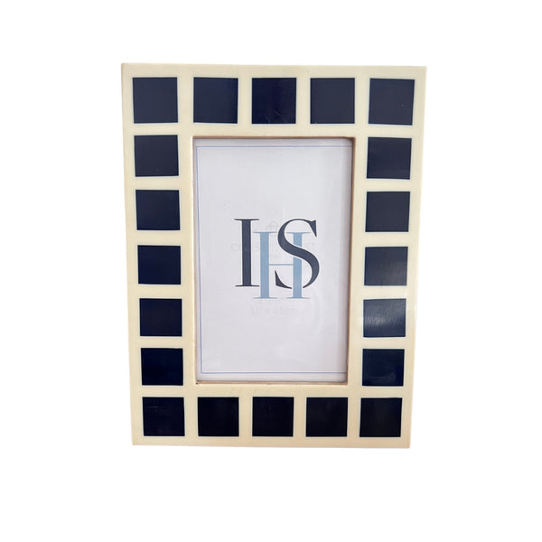 Navy Blue and Ivory Check Resin Frame