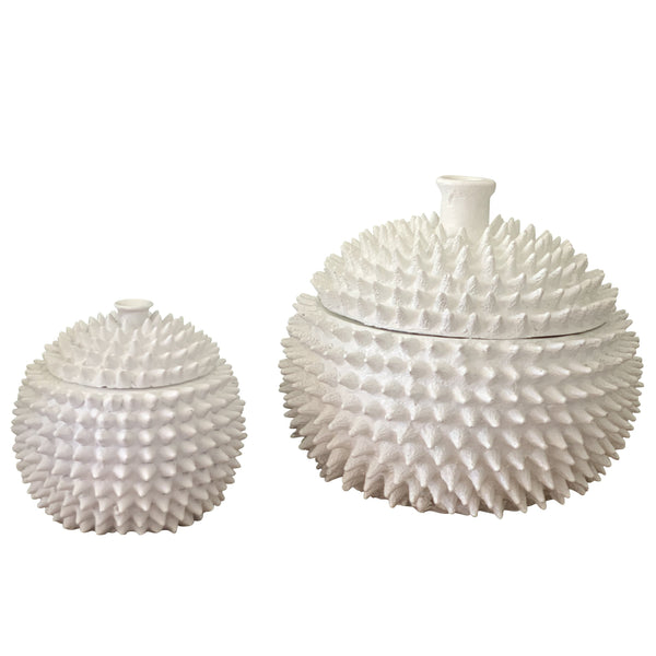 Durian Pot with Lid (White)