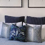 Navy Blue Bird Linen Cushion