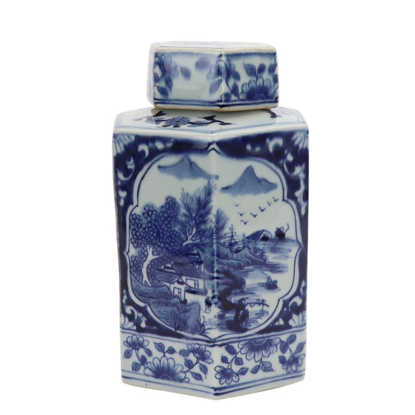 Blue and White Hex Ginger Jar