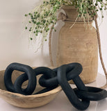 Hand Carved 5-Link Wooden Chain (Black Stain)