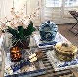 Blue and White Ceramic Plum Rice Jar