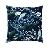 Navy Blue Bird Linen Cushion