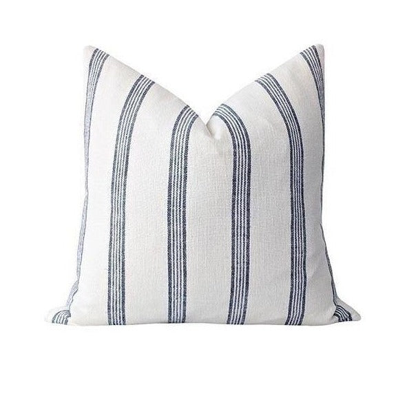 Navy Blue Stripe Linen Cushion