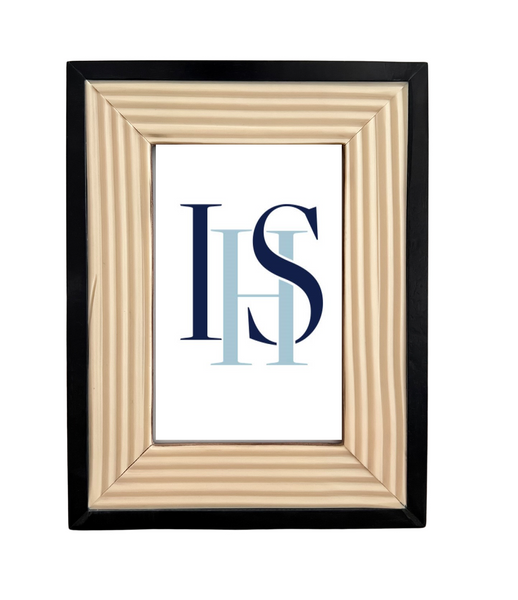 Navy Blue and Ivory Ribbed Resin Frame