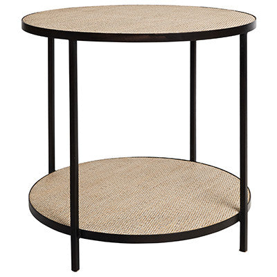 Round Rattan Side Table (Black)
