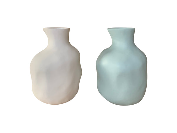 Organic Ceramic Sake Bottle (White and Duck Egg Blue)