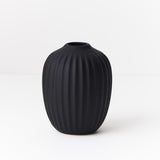 Petite Ribbed Vase (Black)
