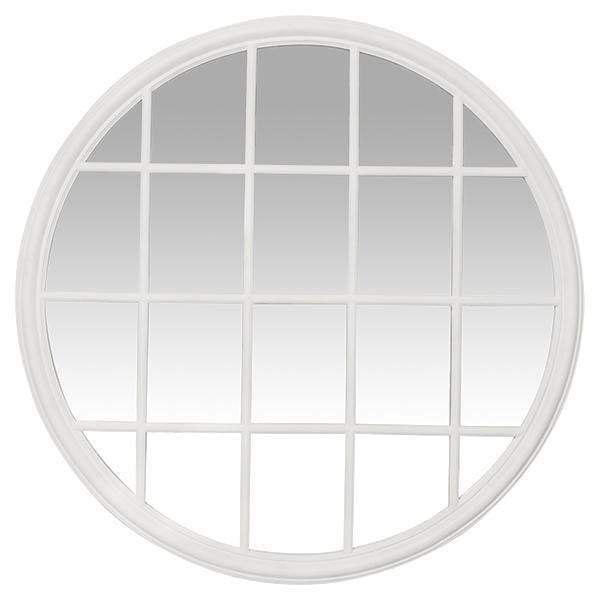 White Paneled Round Mirror